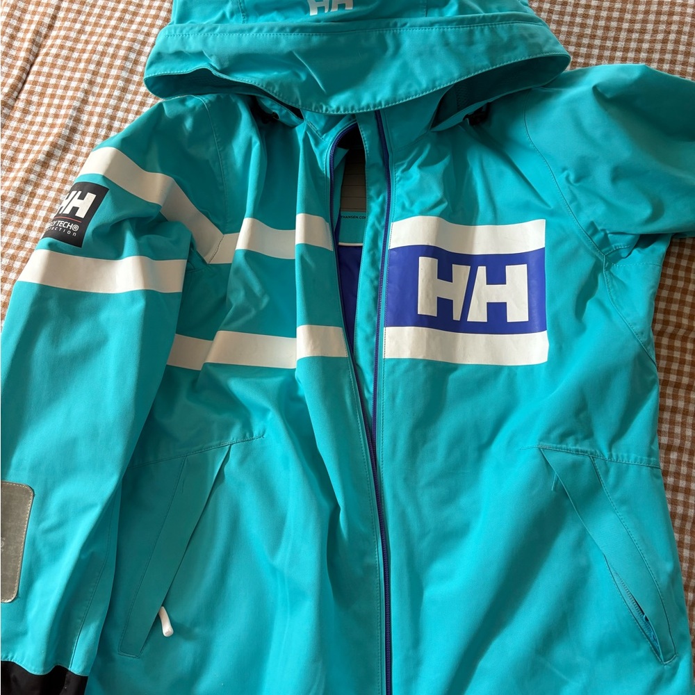 Helly Hansen Aqua Jacket with White and Blue Details